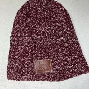 Love Your Melon maroon beanie. Lightly worn